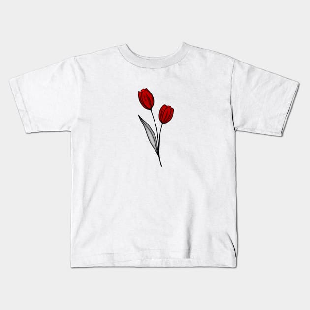 red and black flower Kids T-Shirt by InspirationalDesign